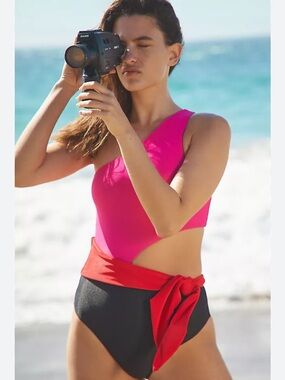 Anthropologie Beach Riot Carlie One Piece Swimsuit Glacier Colorblock size XL